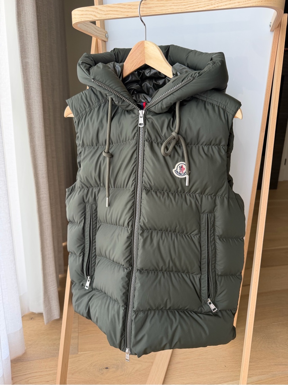 Moncler Puffer Vest, Men’s size 1, olive green